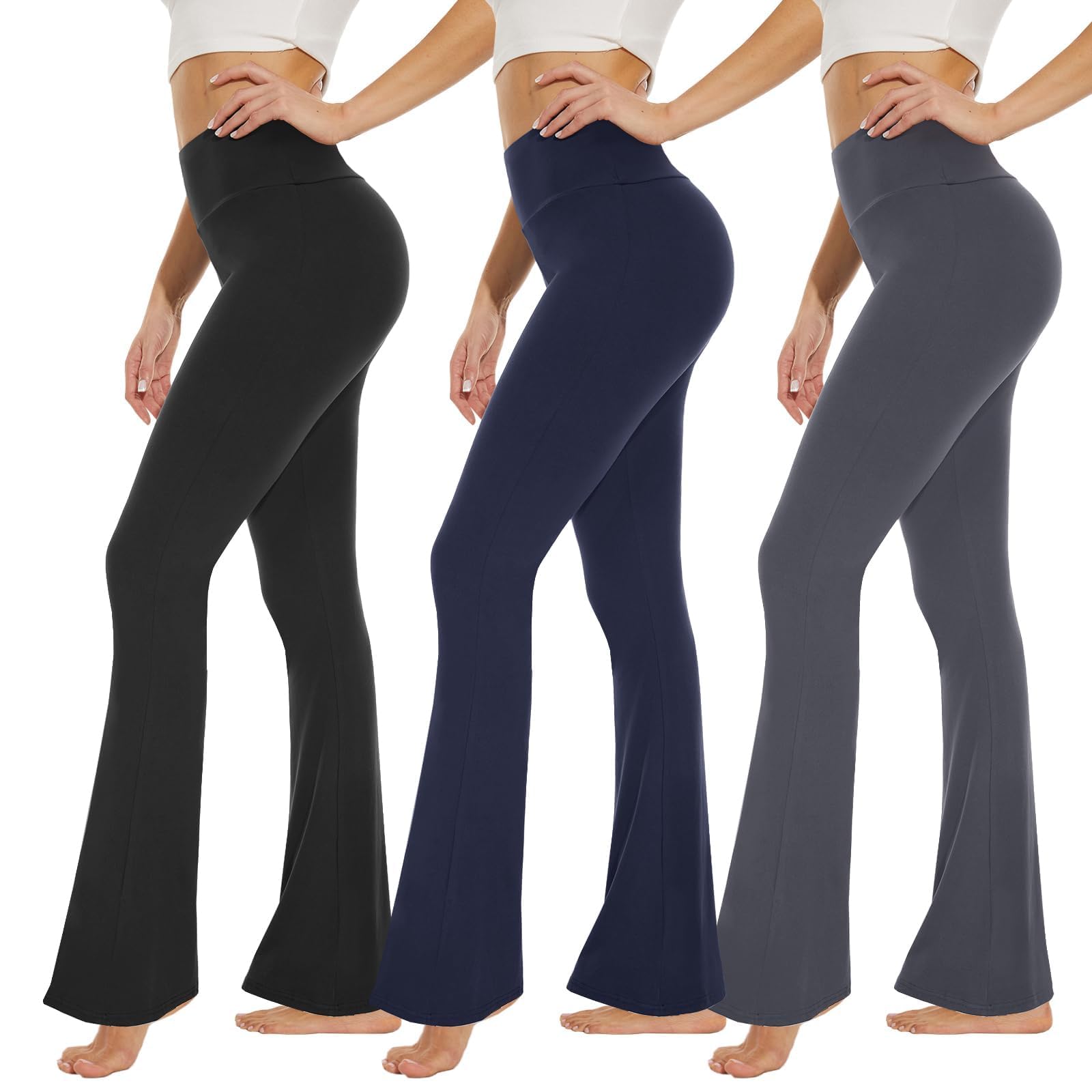 Syrinx 3-Pack High-Waisted Leggings with Pockets for Women, Tummy Control