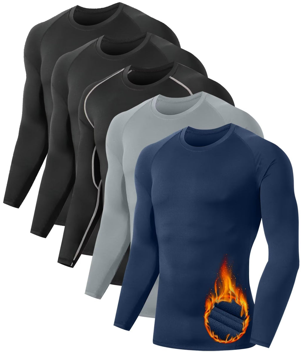 Men's Multi-Pack Fleece-Lined Thermal Compression Shirts