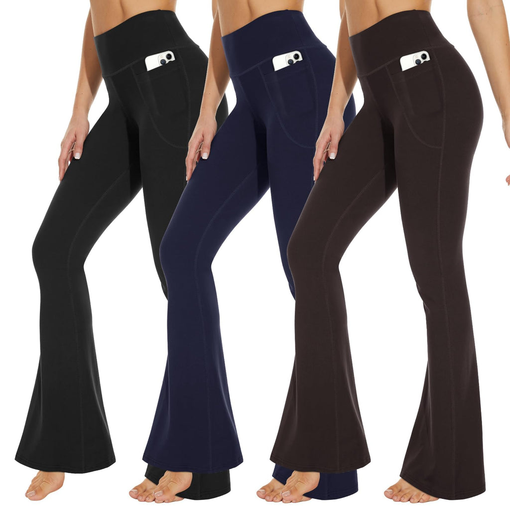 Women's 3-Pack High-Waist Tummy-Control Leggings with Pockets