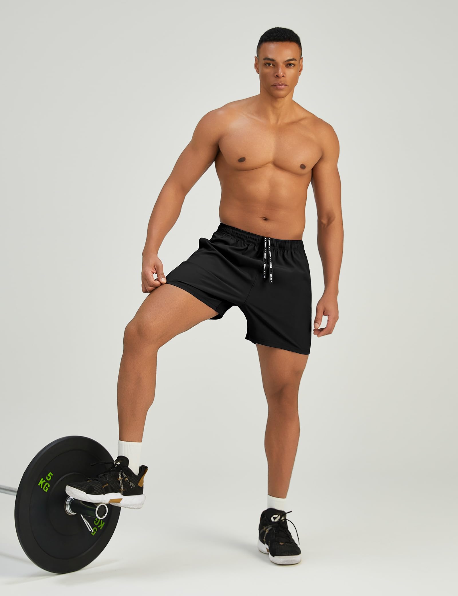 Pesfix Mens 7'' Lightweight Athletic Shorts Quick Dry Gym Workout Running Shorts with Zipper Pockets