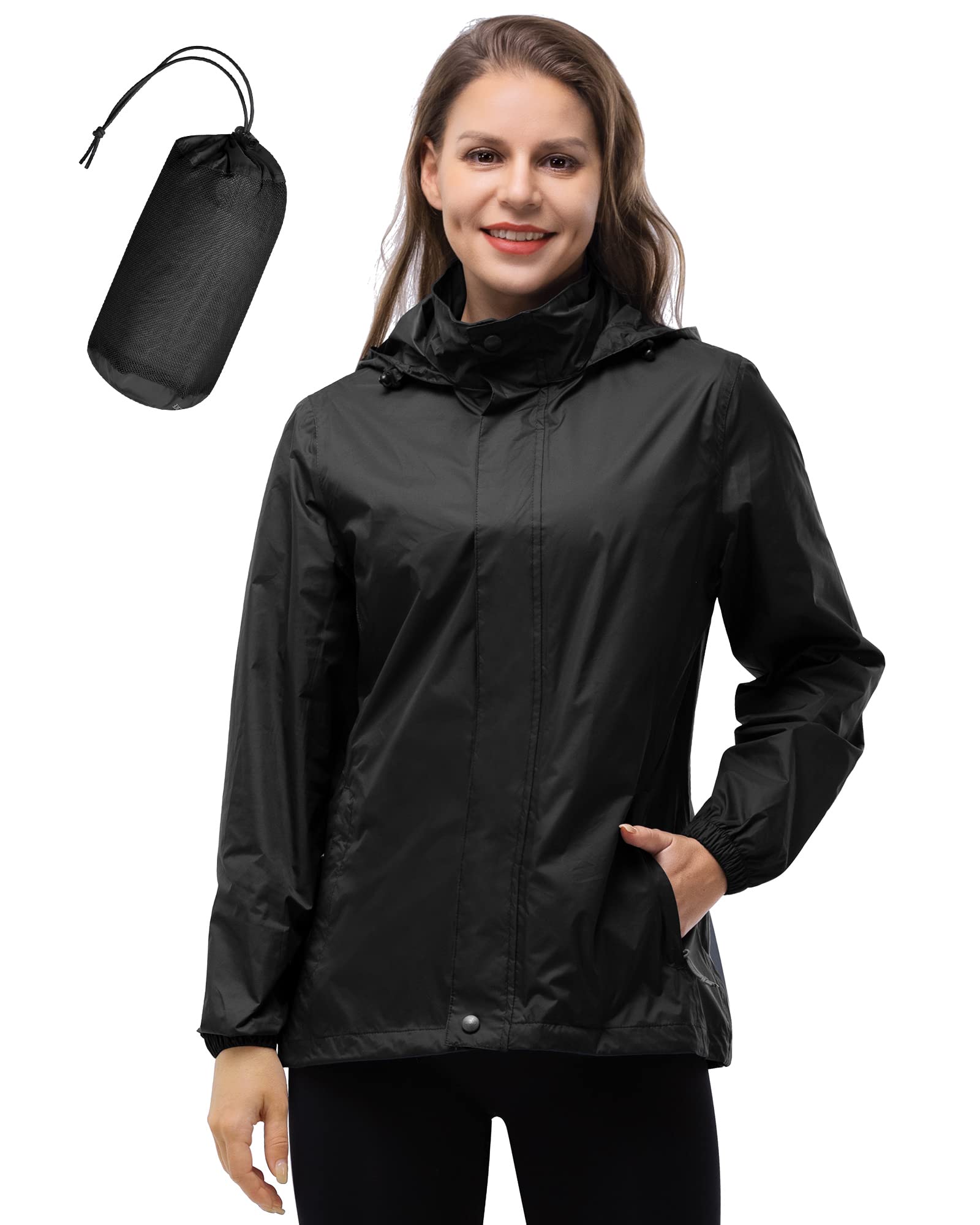 Women's Lightweight Waterproof Packable Rain Jacket