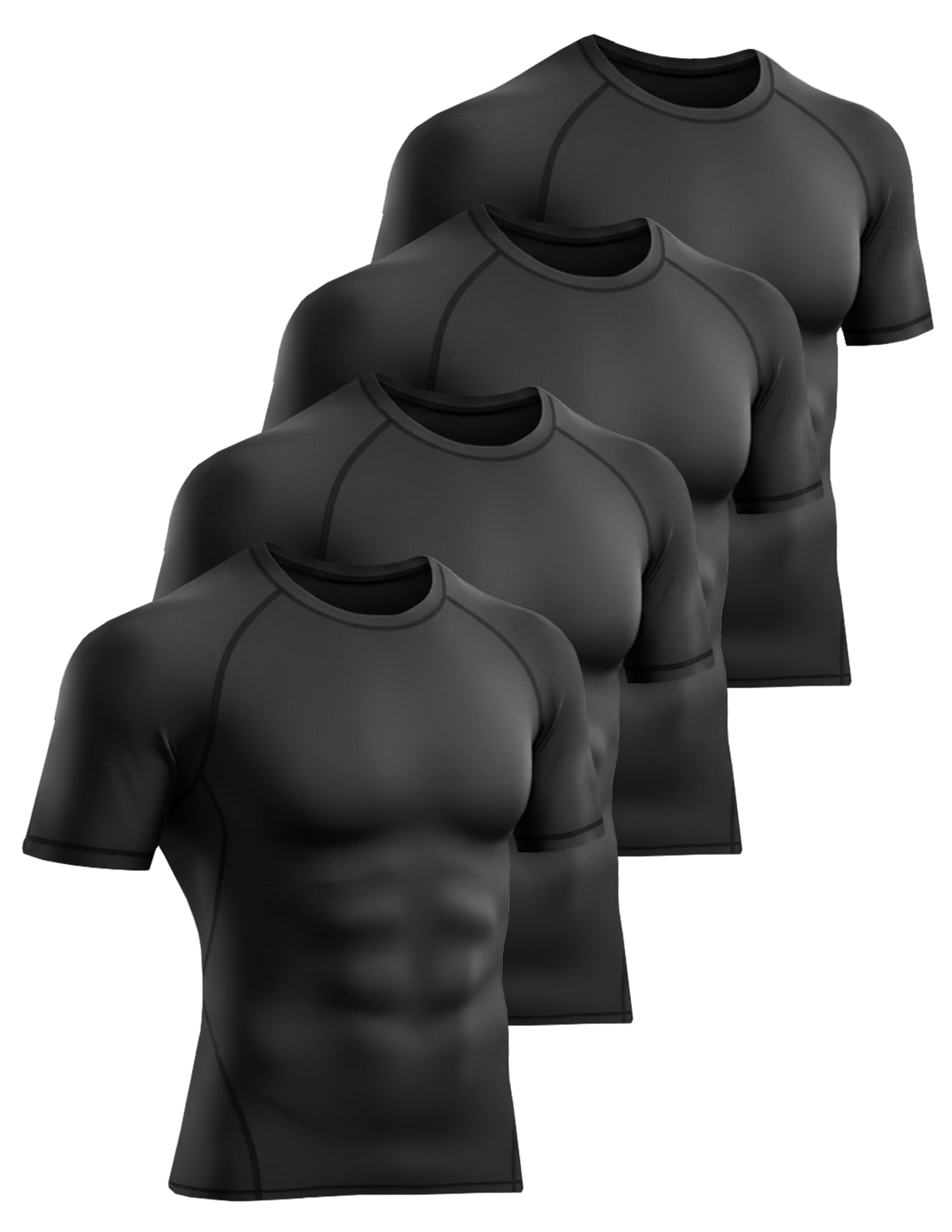 Veldtholos 4 Pack Men’s Compression Shirts Short Sleeve Workout Gym Tops