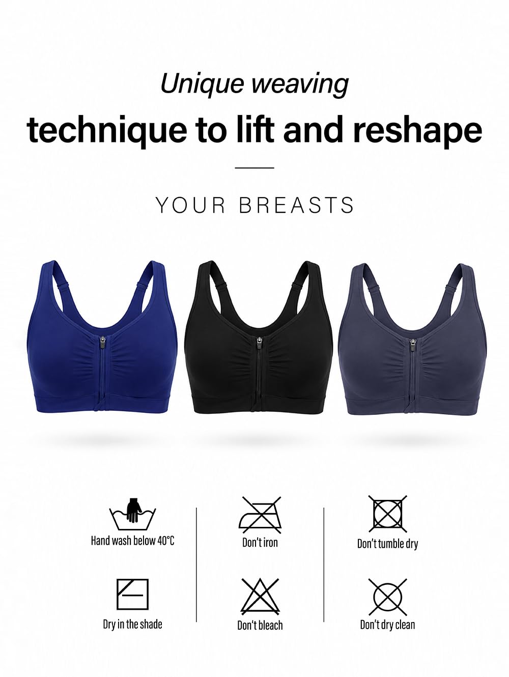 Women's Graphene Front-Closure Sports Bra with Support