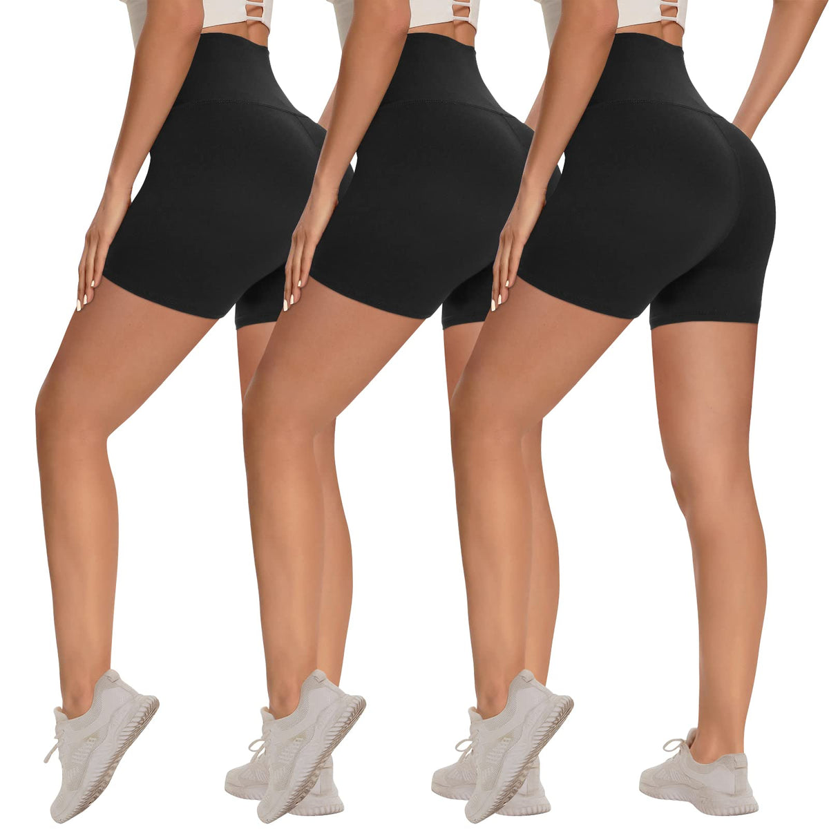 Women's 3-Pack High-Waist Tummy-Control Biker Shorts