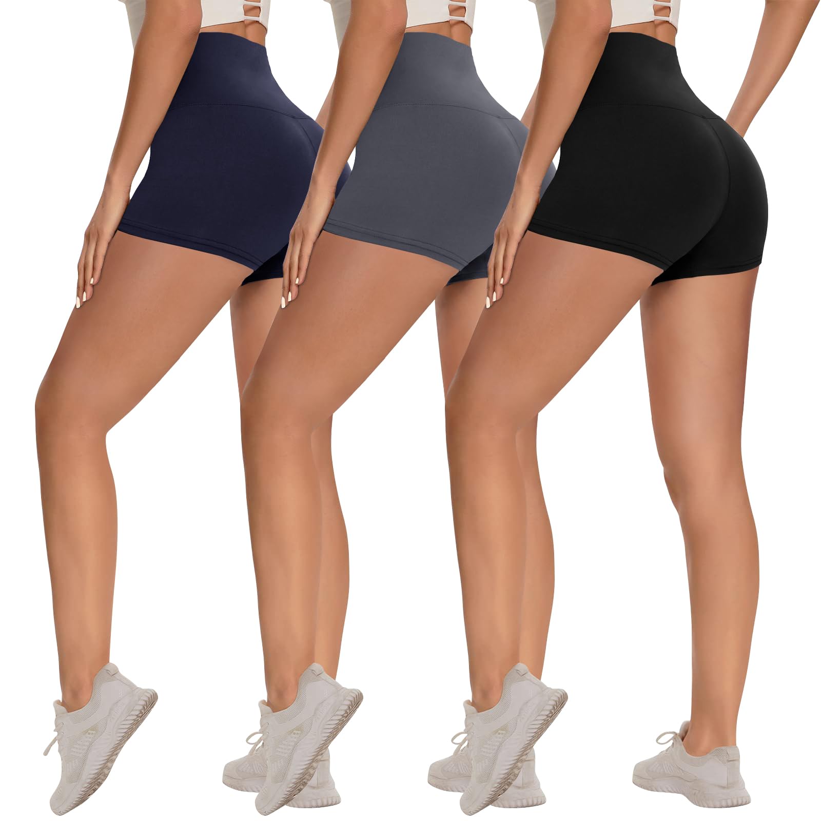 Women's 3-Pack High-Waist Tummy-Control Biker Shorts