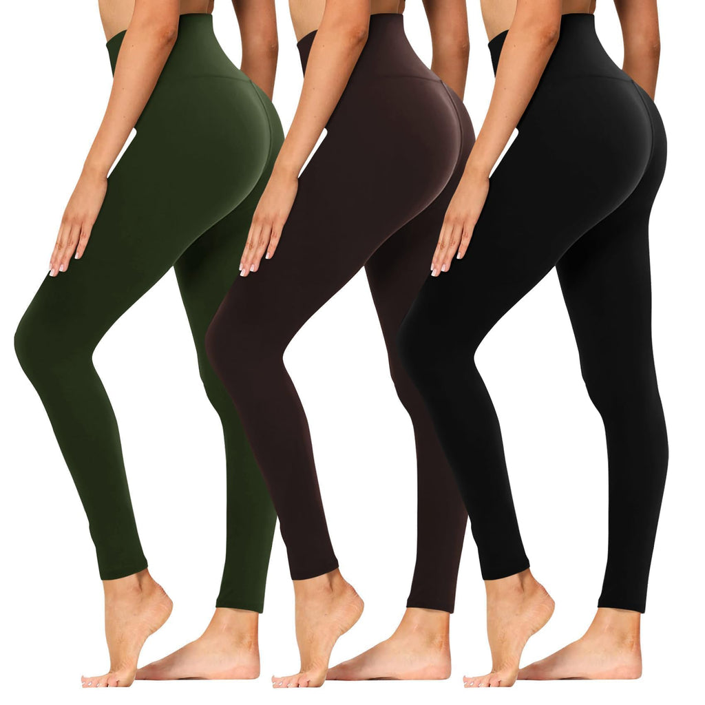 Women's 3-Pack High-Waist Tummy-Control Leggings with Pockets