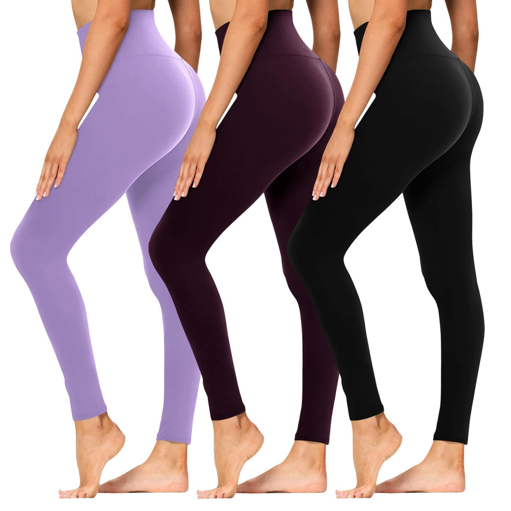 Women's 3-Pack High-Waist Tummy-Control Leggings with Pockets