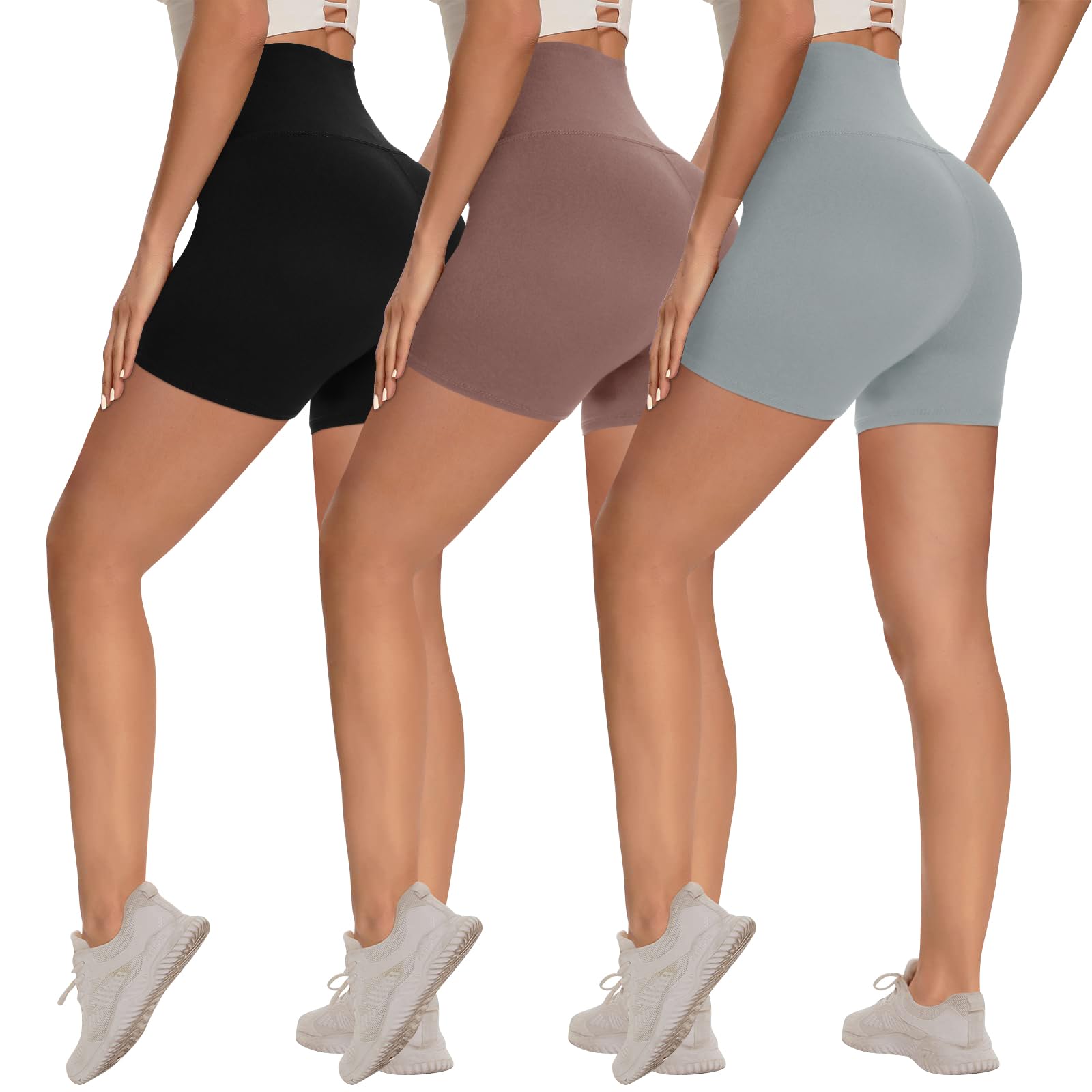 Women's 3-Pack High-Waist Tummy-Control Biker Shorts