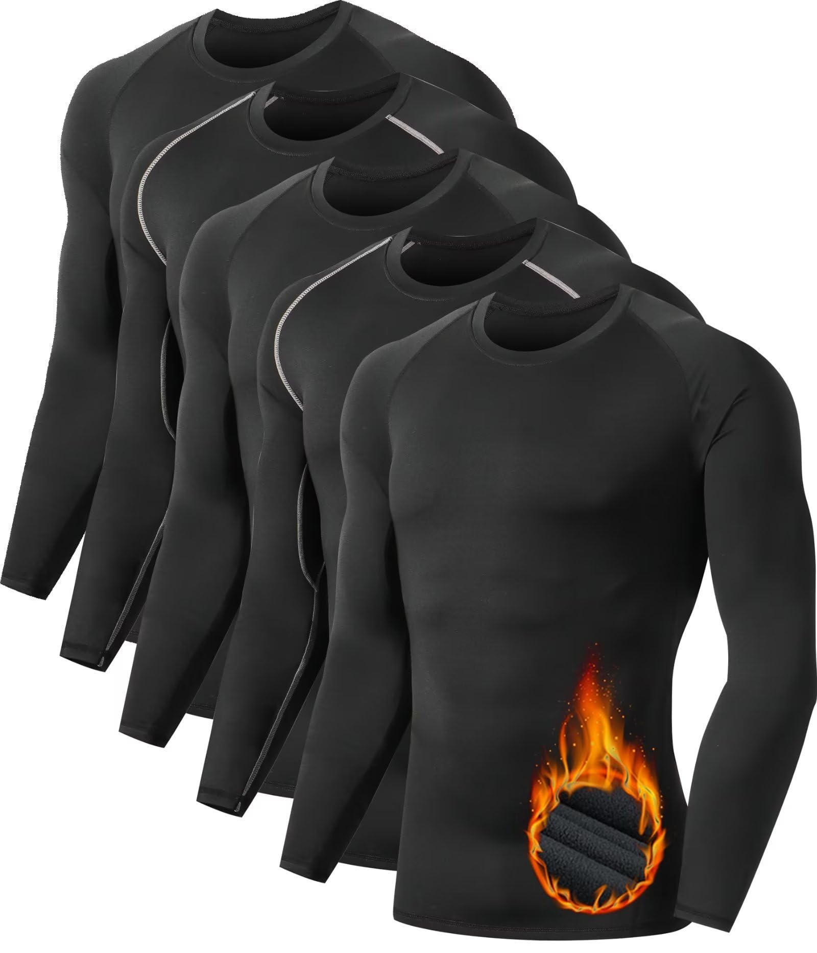 Men's Multi-Pack Fleece-Lined Thermal Compression Shirts