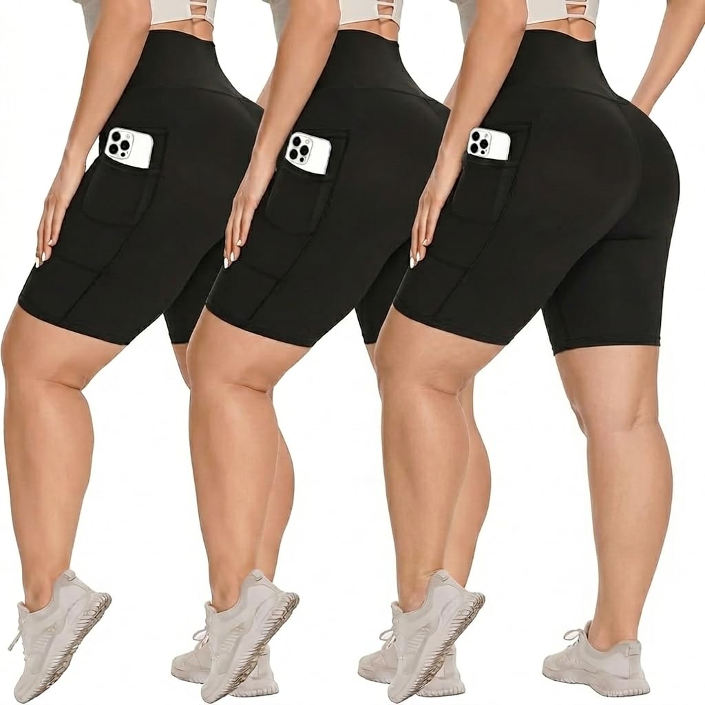 Women's 3-Pack High-Waist Tummy-Control Biker Shorts