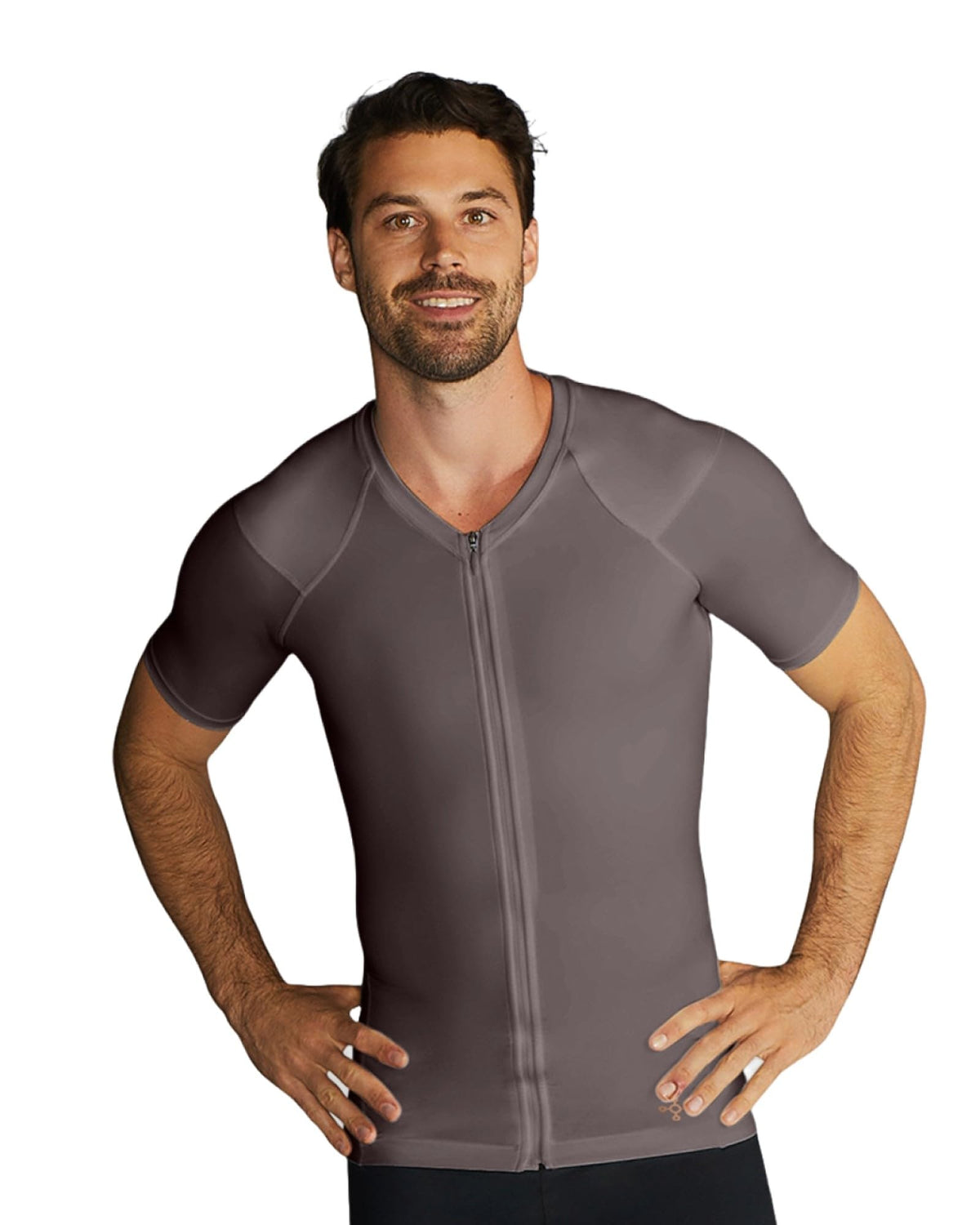Men's Zip-Front Compression Shirt with Posture Support