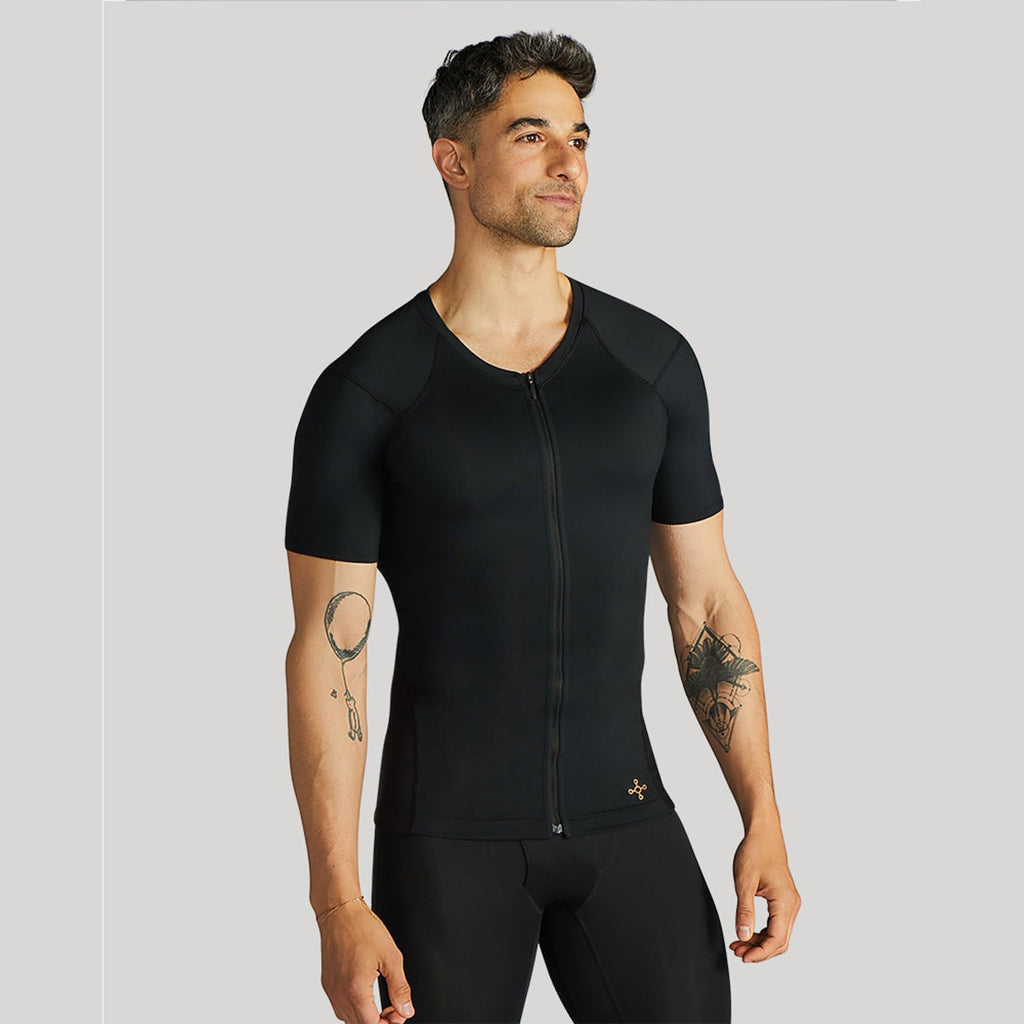 Men's Zip-Front Compression Shirt with Posture Support