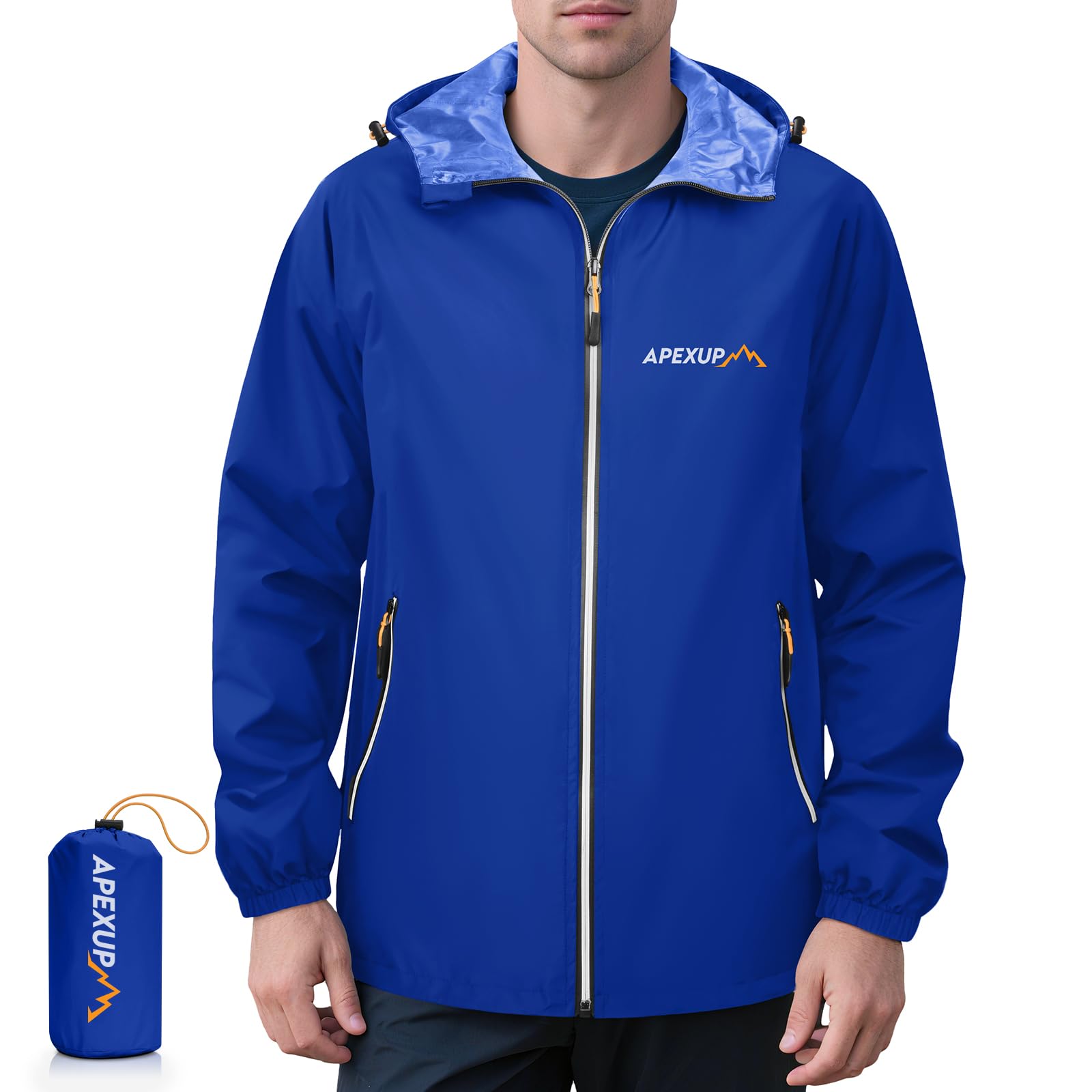 Men's Lightweight Waterproof Packable Hooded Rain Jacket