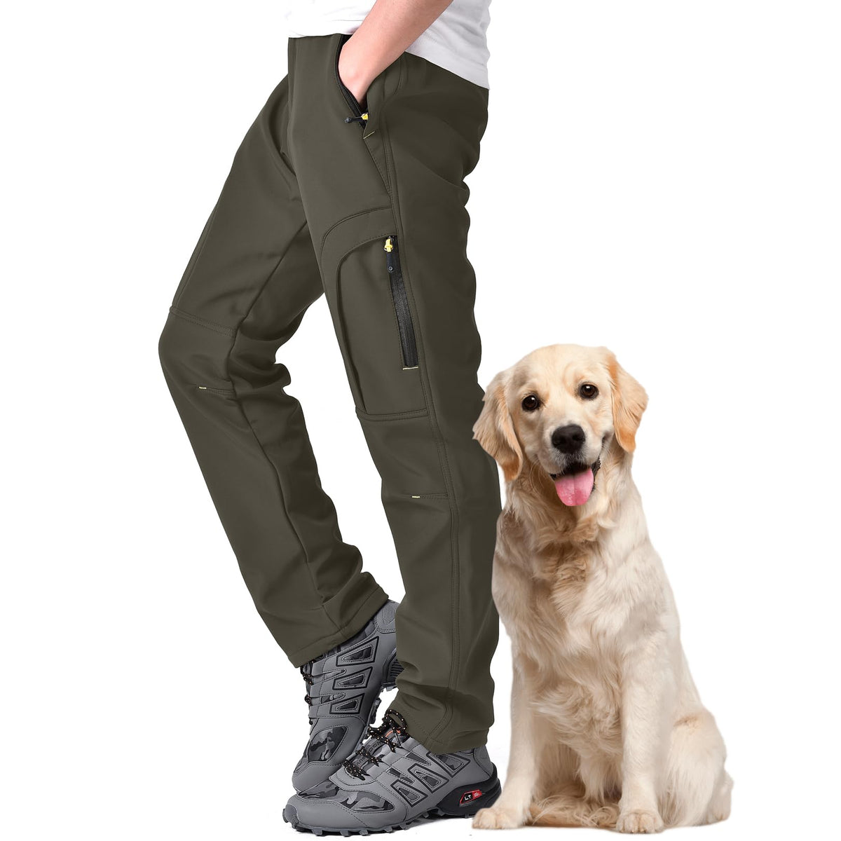 Men's Insulated Fleece-Lined Water-Repellent Hiking Pants