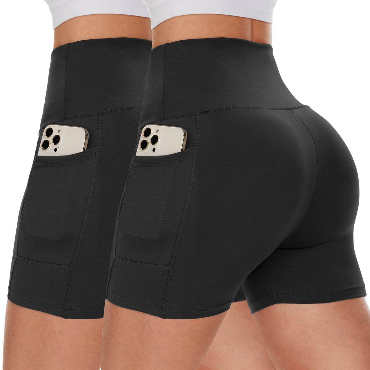 Women's High-Waist Biker Shorts with Pockets