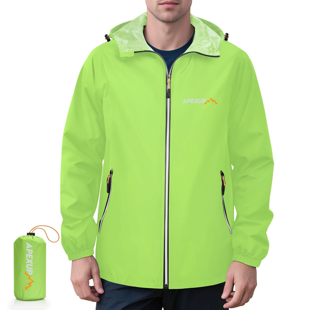 Men's Lightweight Waterproof Packable Hooded Rain Jacket