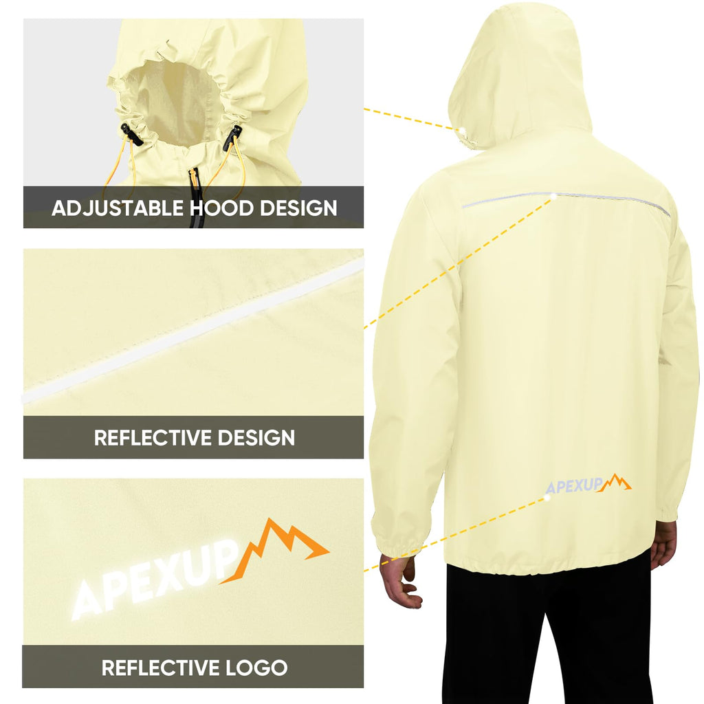 Men's Lightweight Waterproof Packable Hooded Rain Jacket