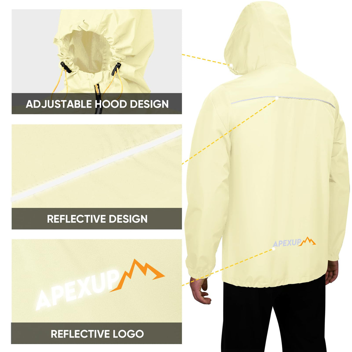 Men's Lightweight Waterproof Packable Hooded Rain Jacket