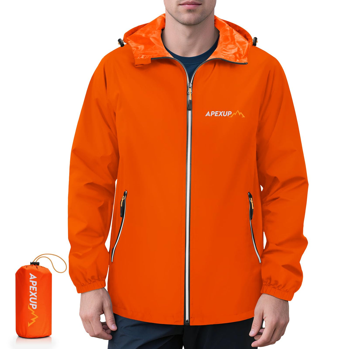 Men's Lightweight Waterproof Packable Hooded Rain Jacket