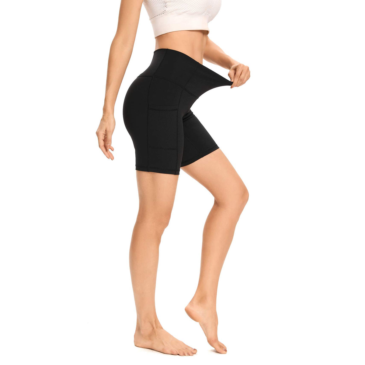 Women's High-Waist Biker Shorts with Side Pockets