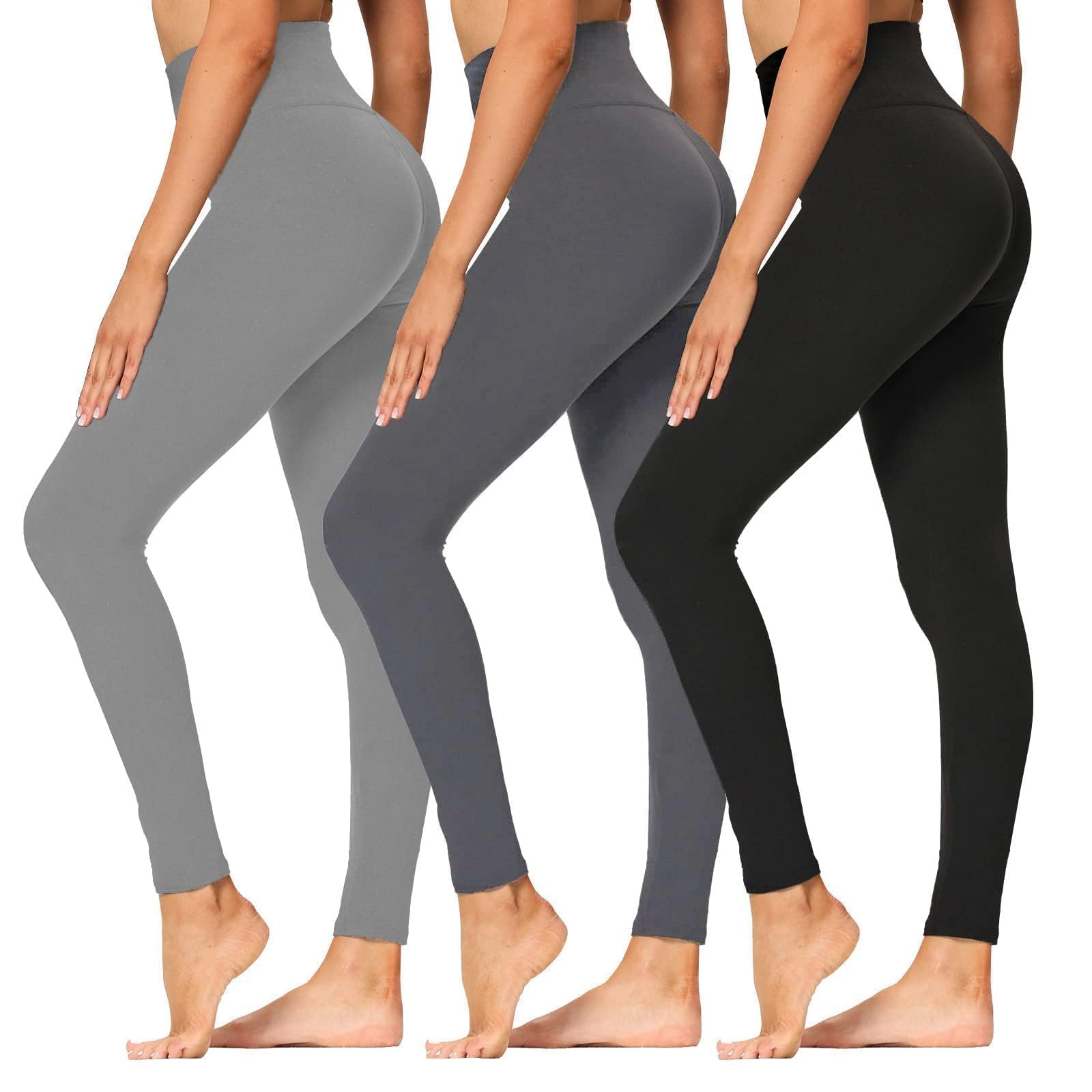 Syrinx 3-Pack High-Waisted Leggings with Pockets for Women, Tummy Control