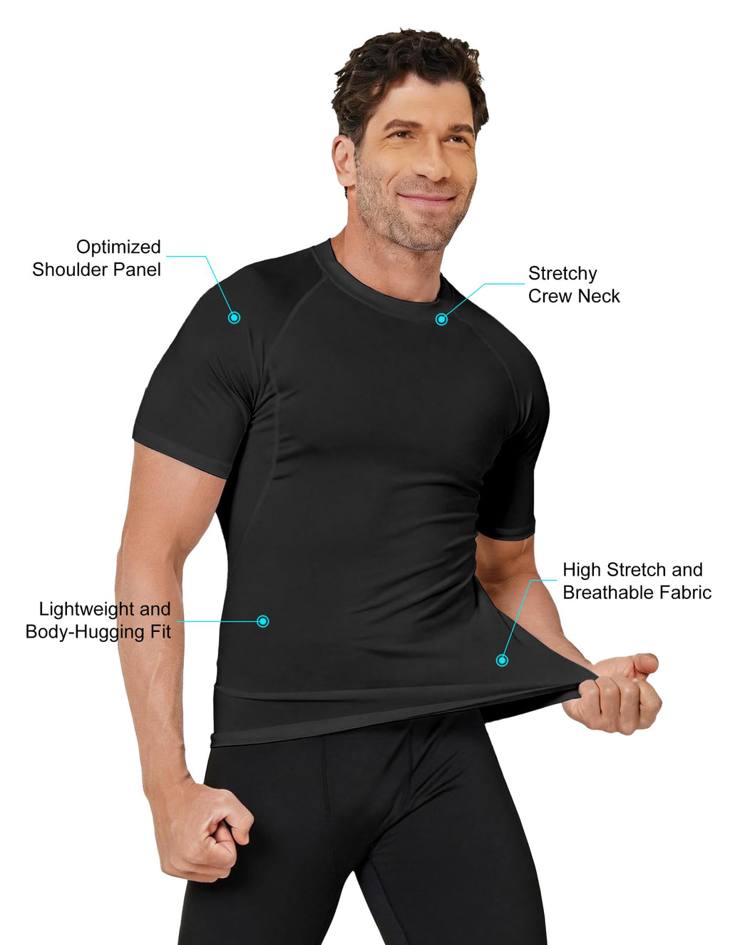 Veldtholos 4 Pack Men’s Compression Shirts Short Sleeve Workout Gym Tops