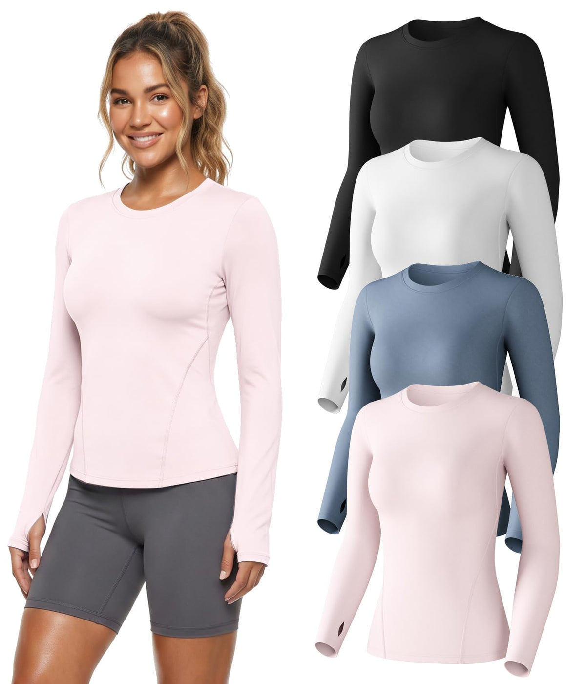 Women's Long Sleeve Compression Shirts Workout Athletic Top Underscrubs
