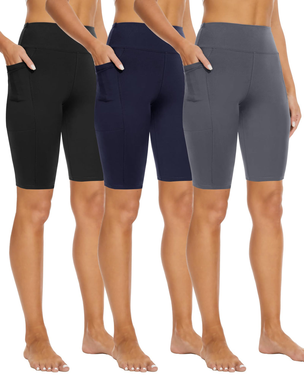 Women's 3-Pack High-Waist Tummy-Control Biker Shorts