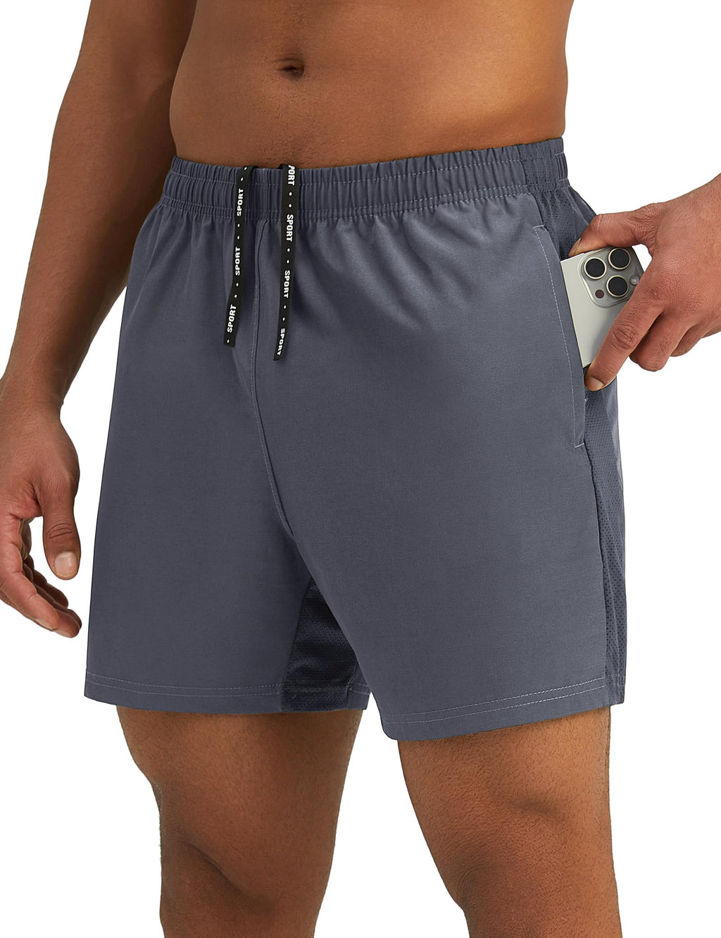 Pesfix Mens 7'' Lightweight Athletic Shorts Quick Dry Gym Workout Running Shorts with Zipper Pockets