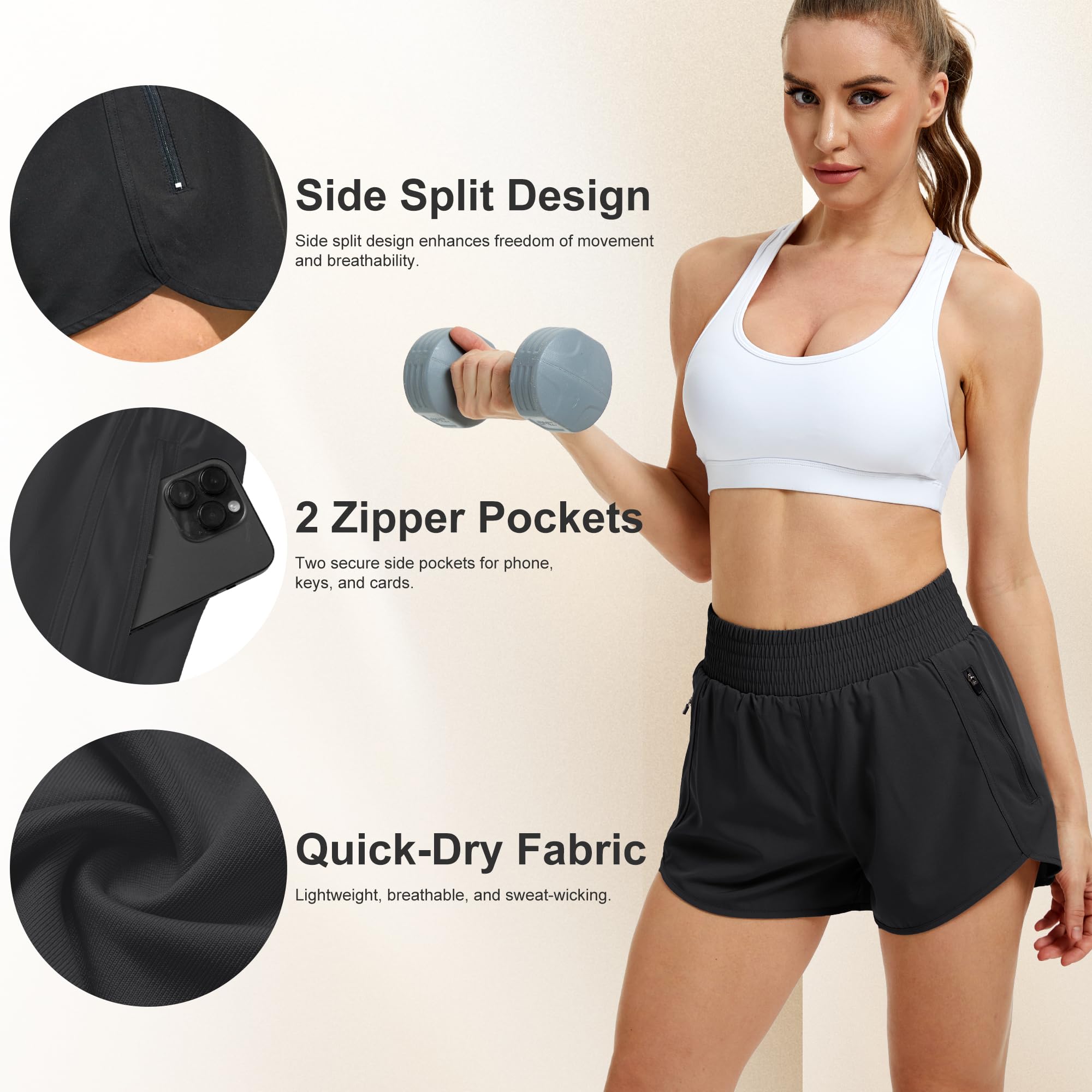CE' CERDR 5 Pack Women's Athletic Workout Short High Waisted Running Shorts