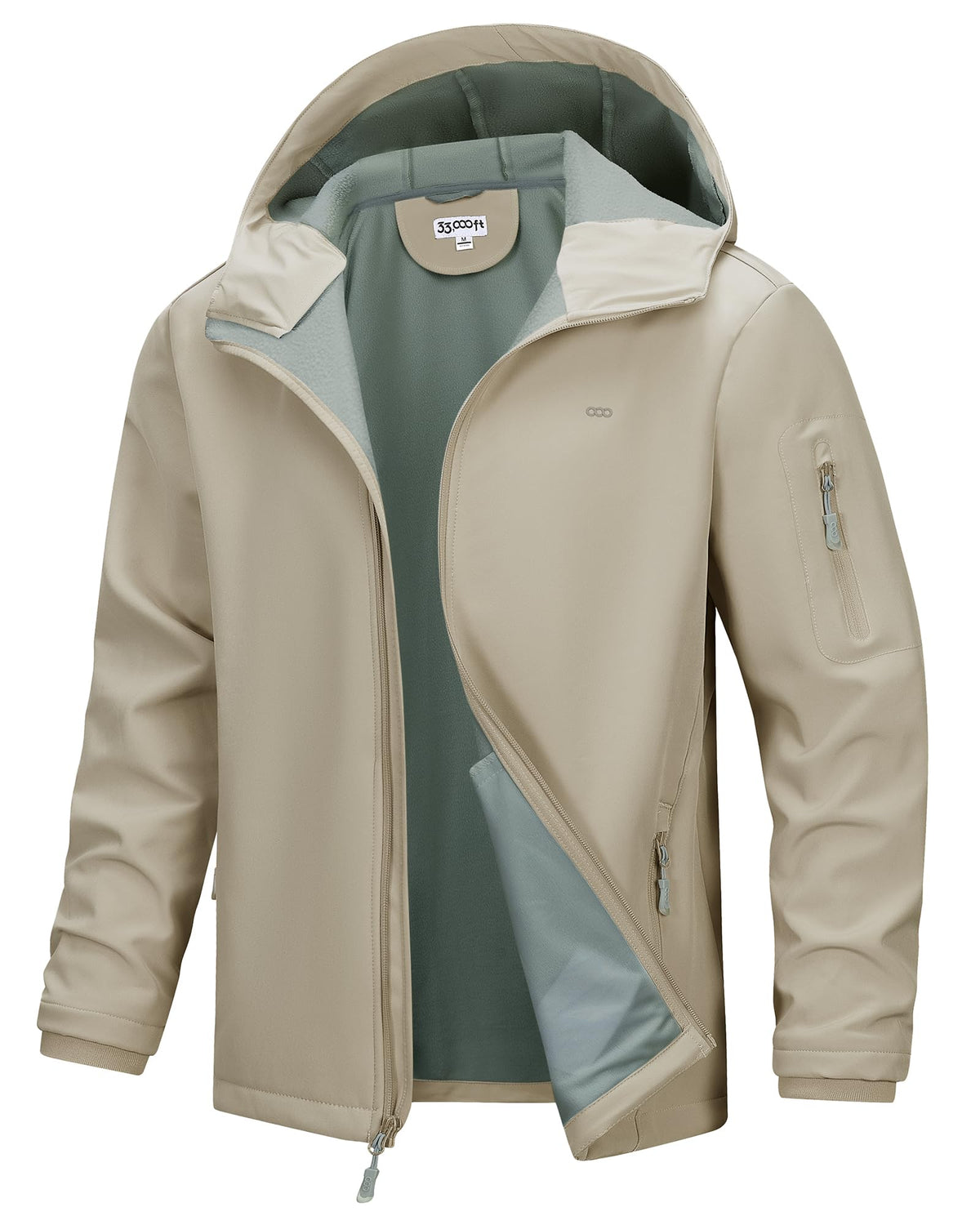 Men's Waterproof Hooded Fleece-Lined Rain Shell Jacket