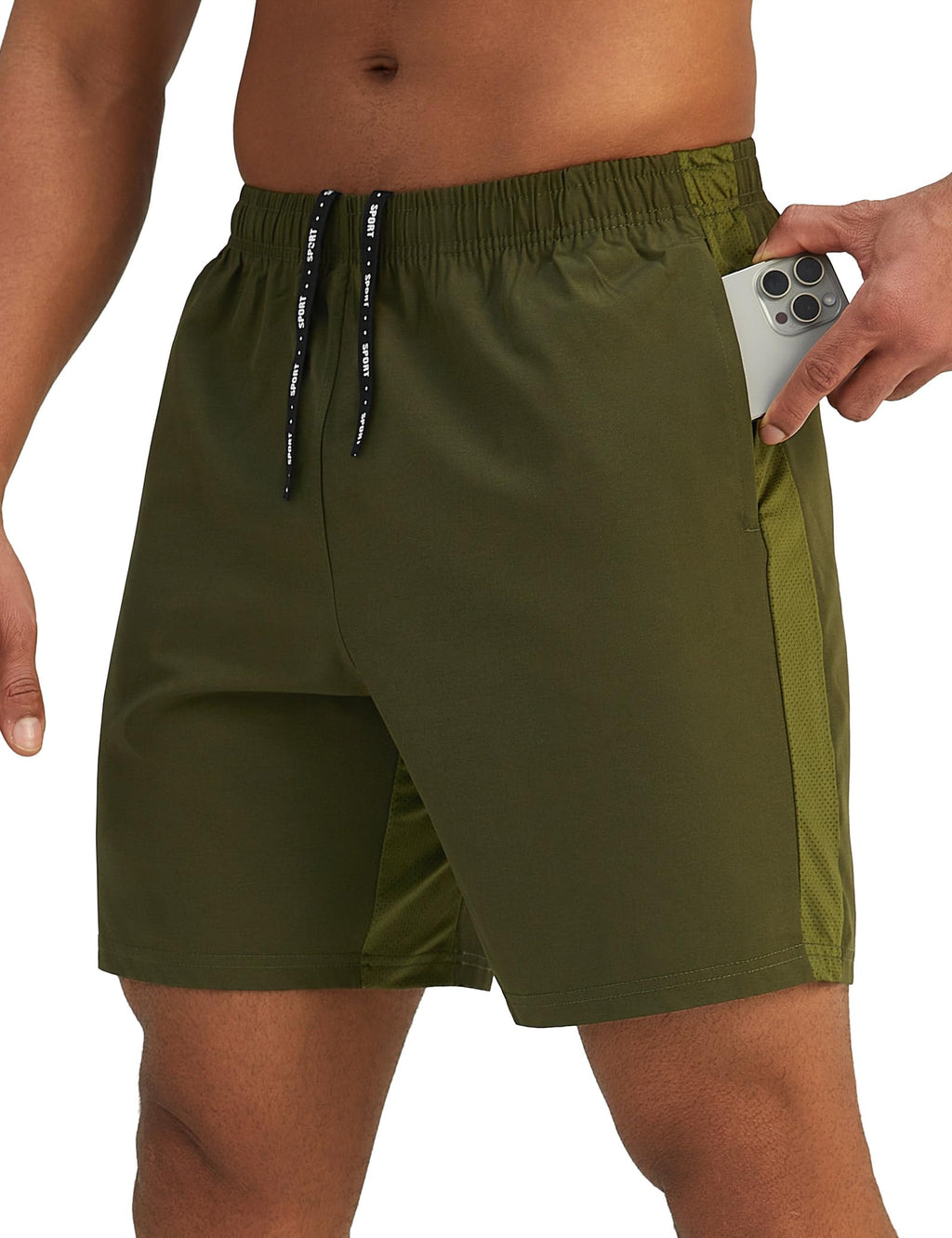 Pesfix Mens 7'' Lightweight Athletic Shorts Quick Dry Gym Workout Running Shorts with Zipper Pockets