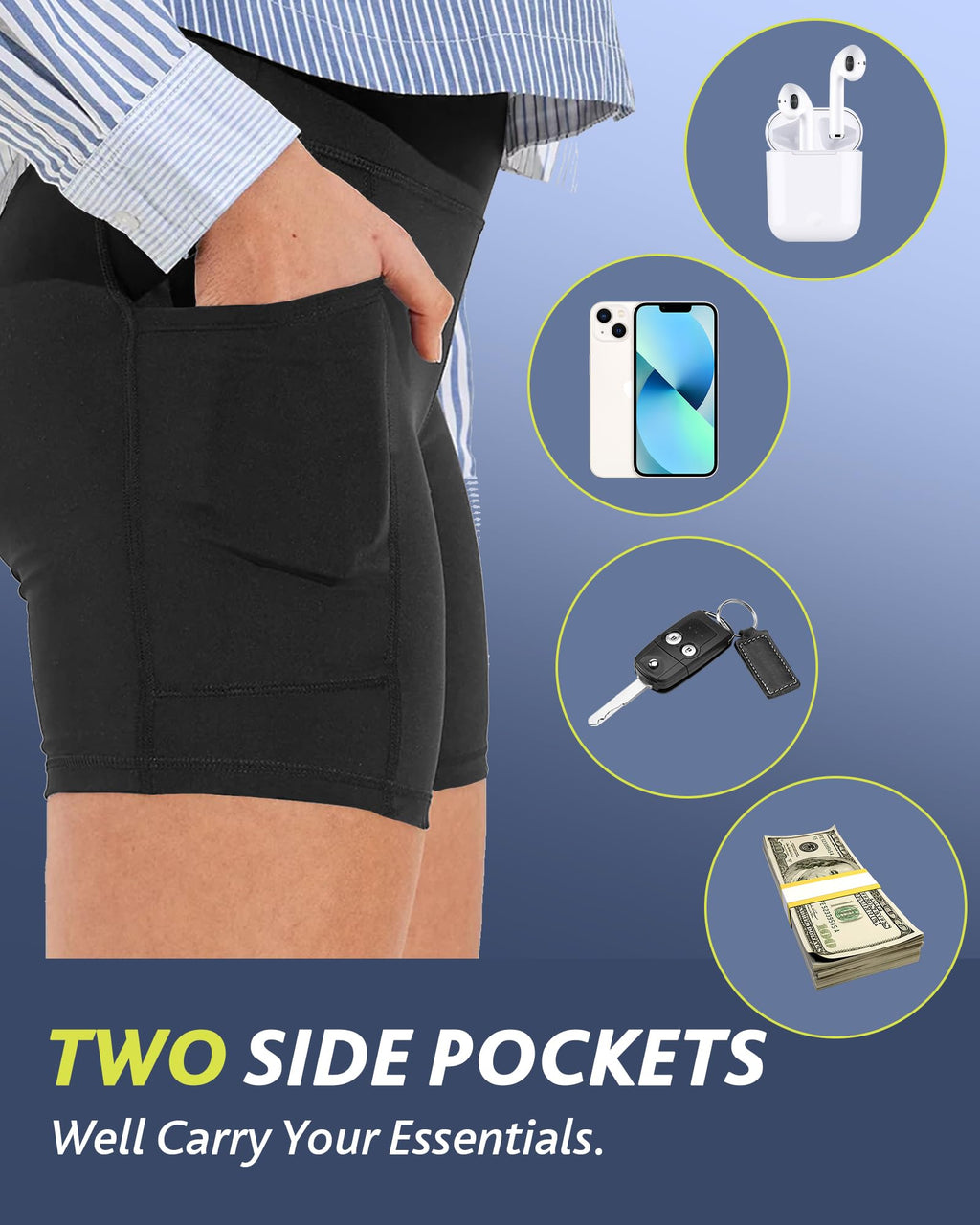 Women's High-Waist Biker Shorts with Pockets