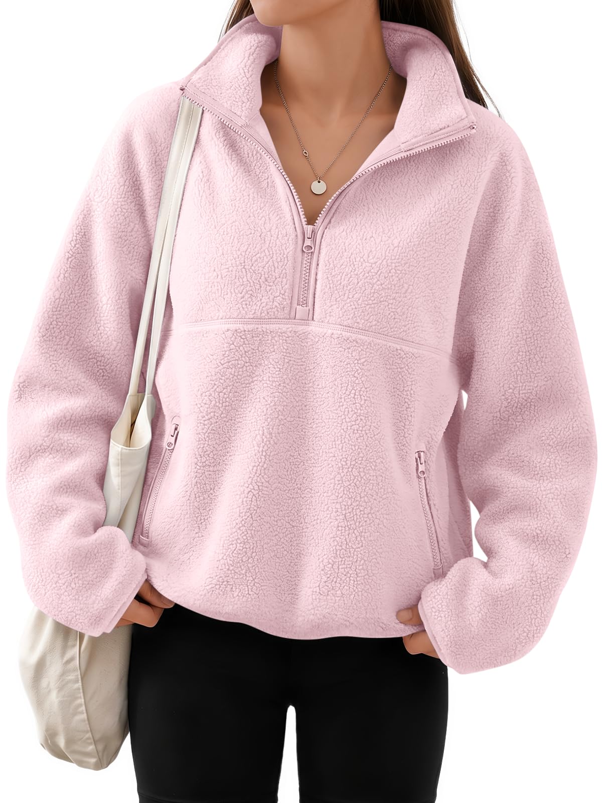 Women's Quarter-Zip Sherpa Fleece Pullover Jacket