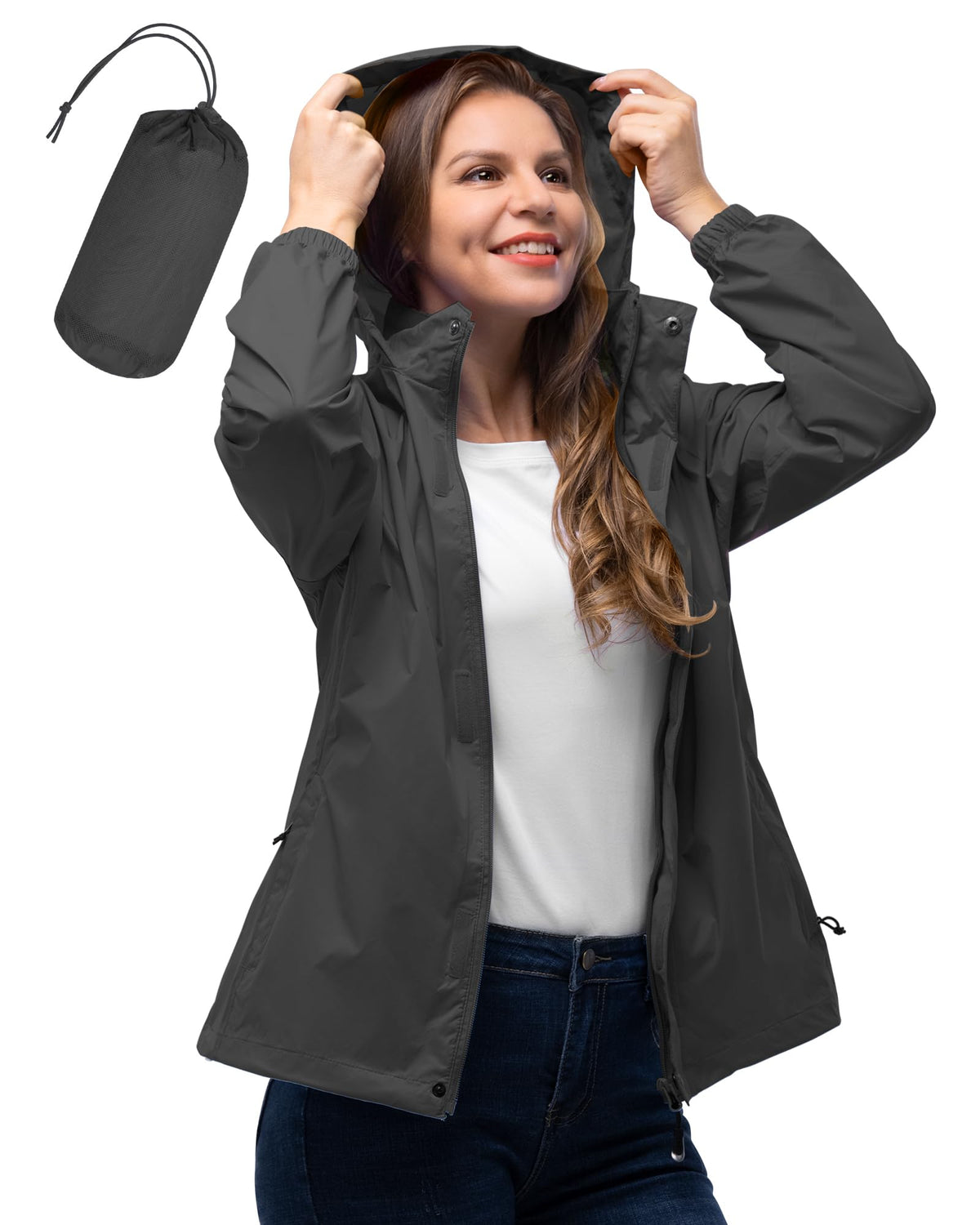 Women's Lightweight Waterproof Packable Rain Jacket
