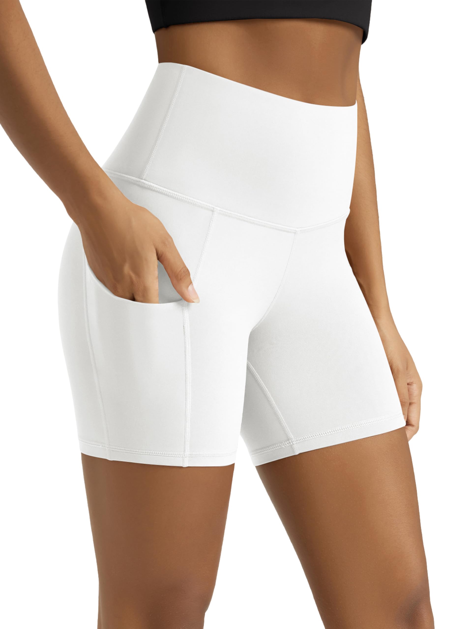 Women's High-Waist Tummy-Control Biker Shorts with Pockets