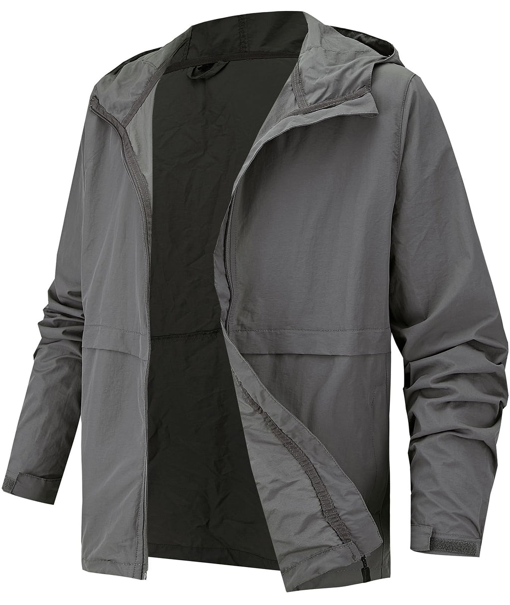 Men's Lightweight Packable Hooded Windbreaker Jacket
