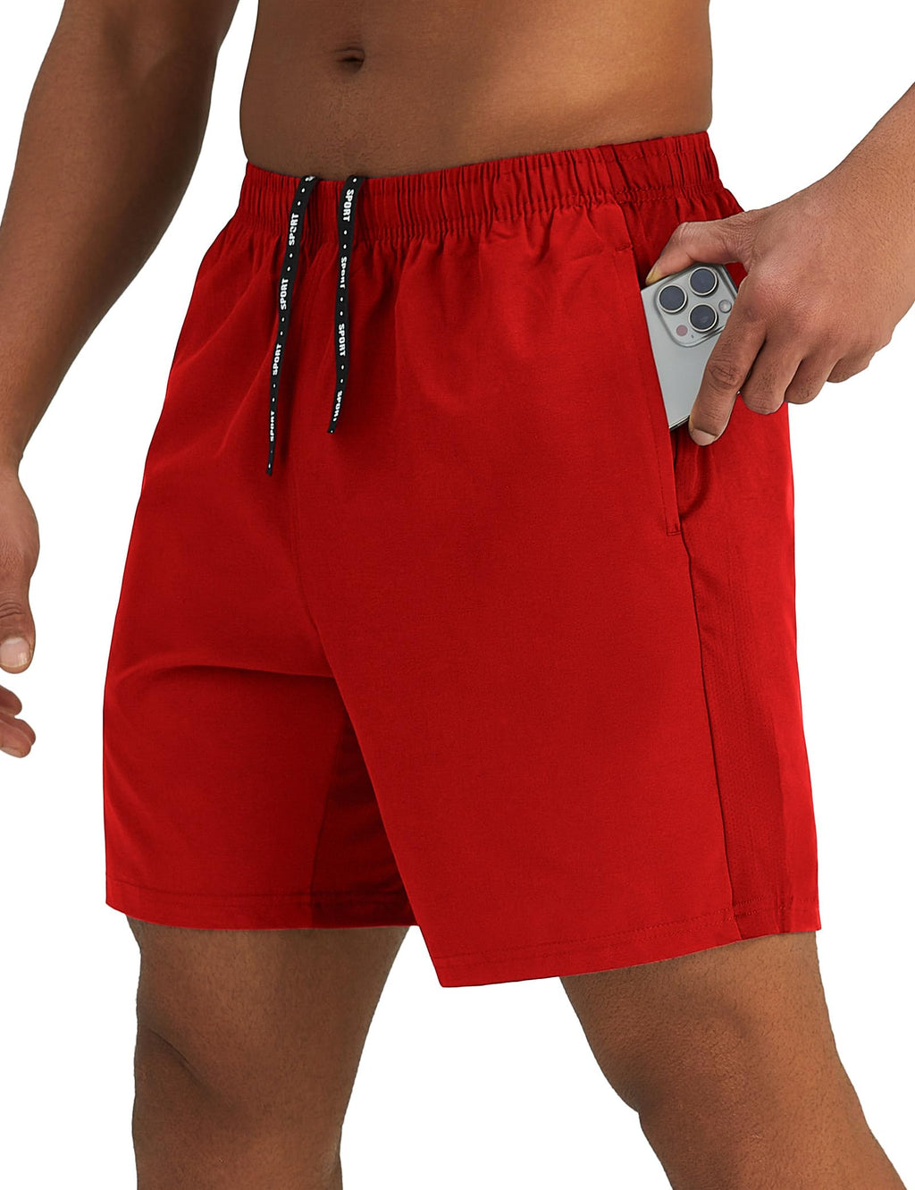 Pesfix Mens 7'' Lightweight Athletic Shorts Quick Dry Gym Workout Running Shorts with Zipper Pockets