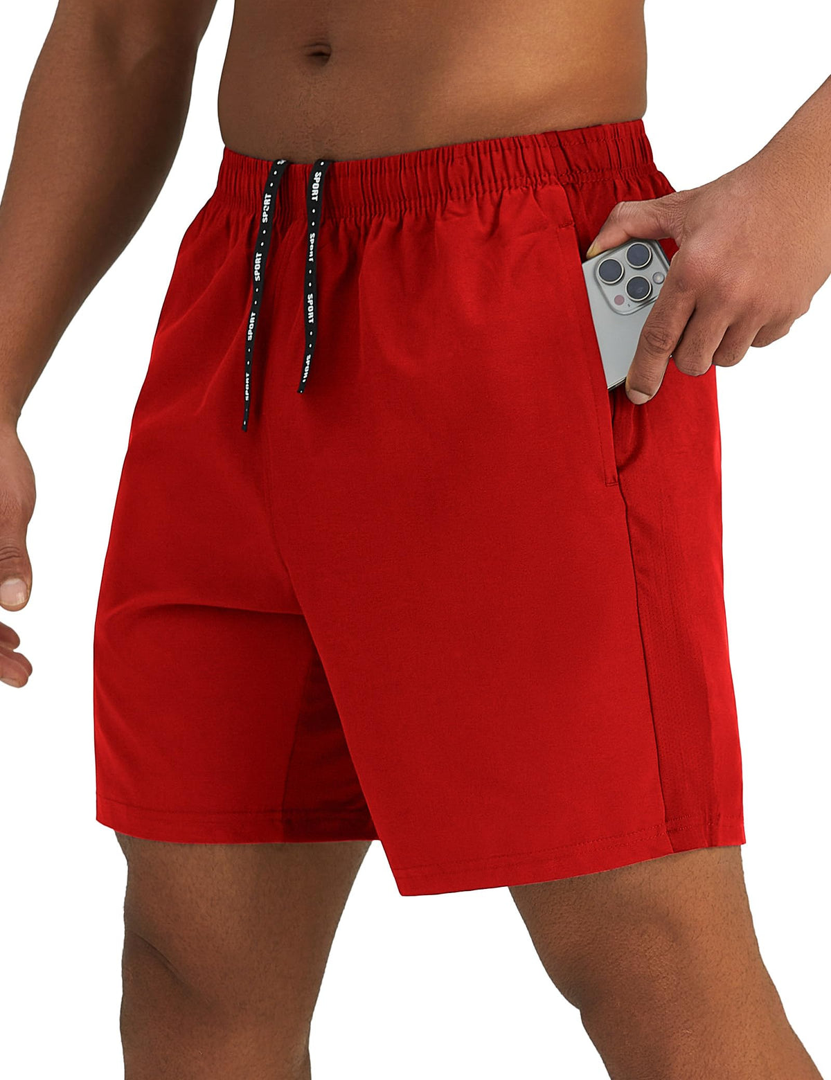 Pesfix Mens 7'' Lightweight Athletic Shorts Quick Dry Gym Workout Running Shorts with Zipper Pockets