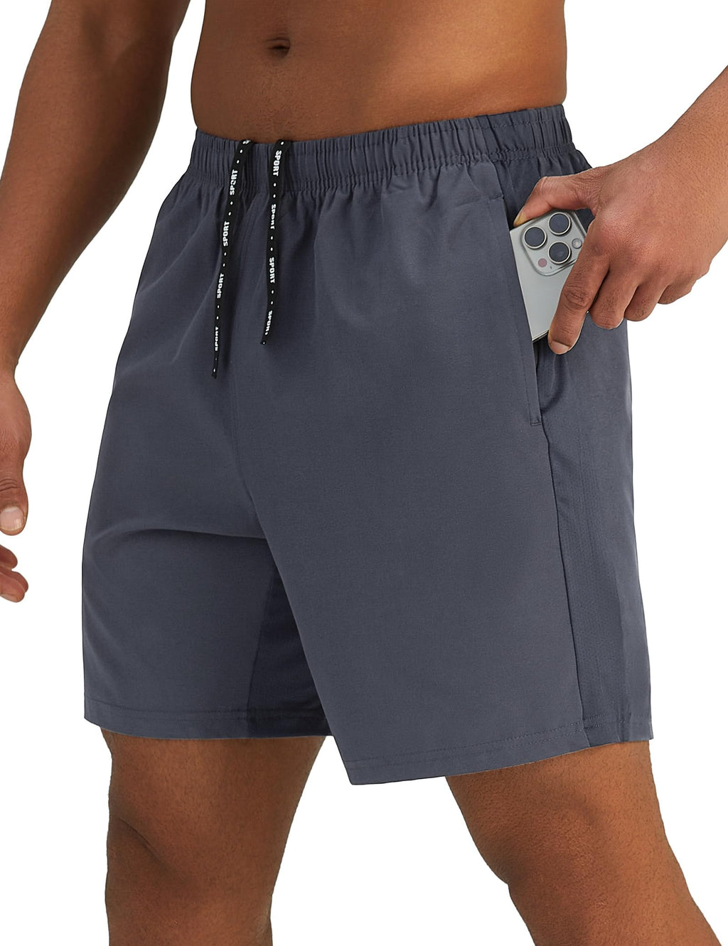 Pesfix Mens 7'' Lightweight Athletic Shorts Quick Dry Gym Workout Running Shorts with Zipper Pockets