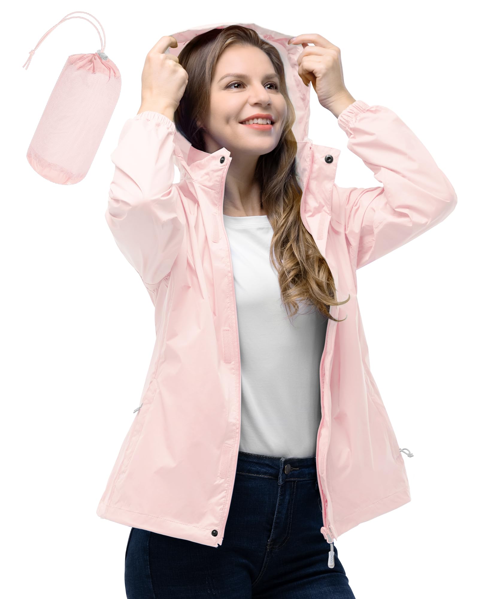 Women's Lightweight Waterproof Packable Rain Jacket