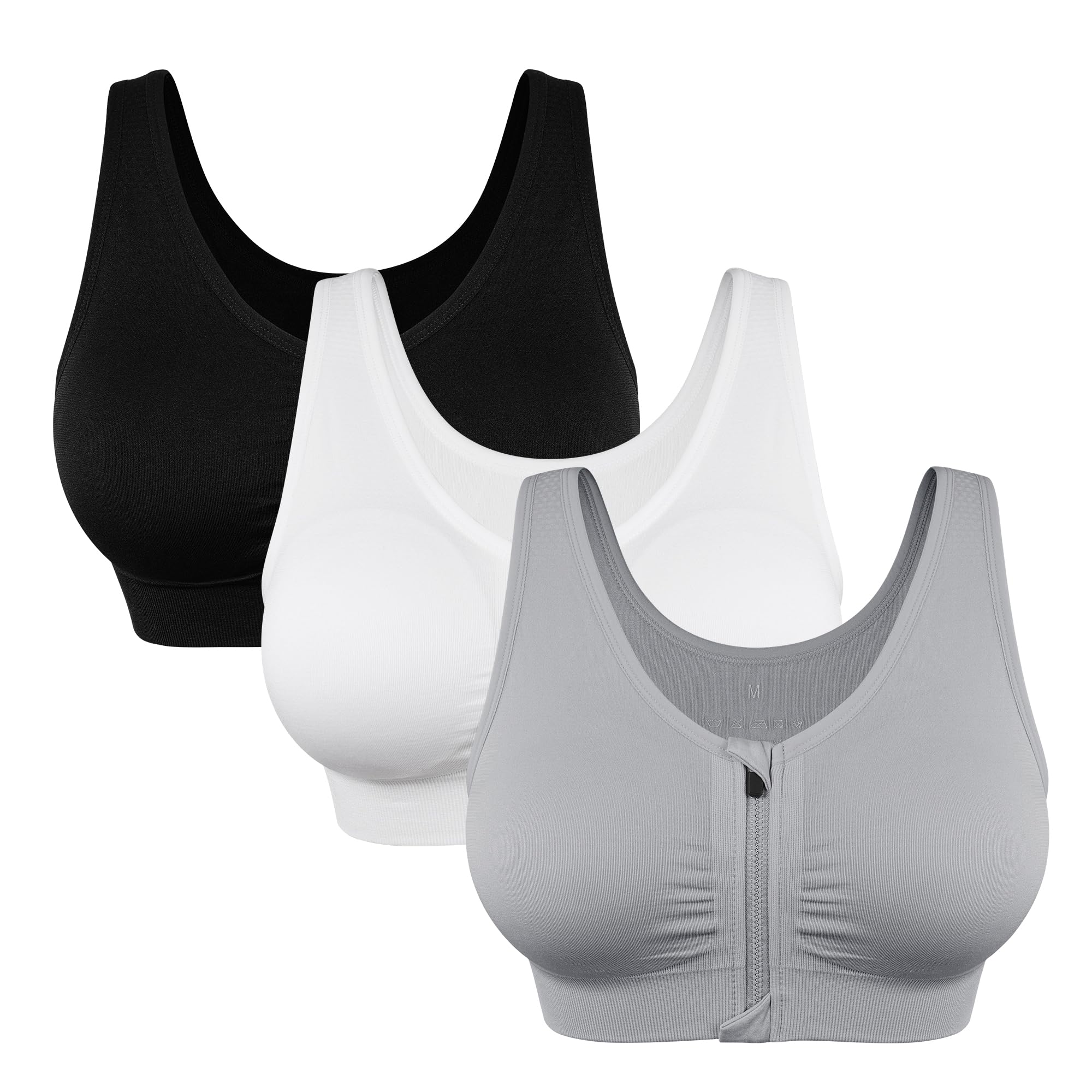 Women's Wireless Zip-Front Sports Bra for Workout Support