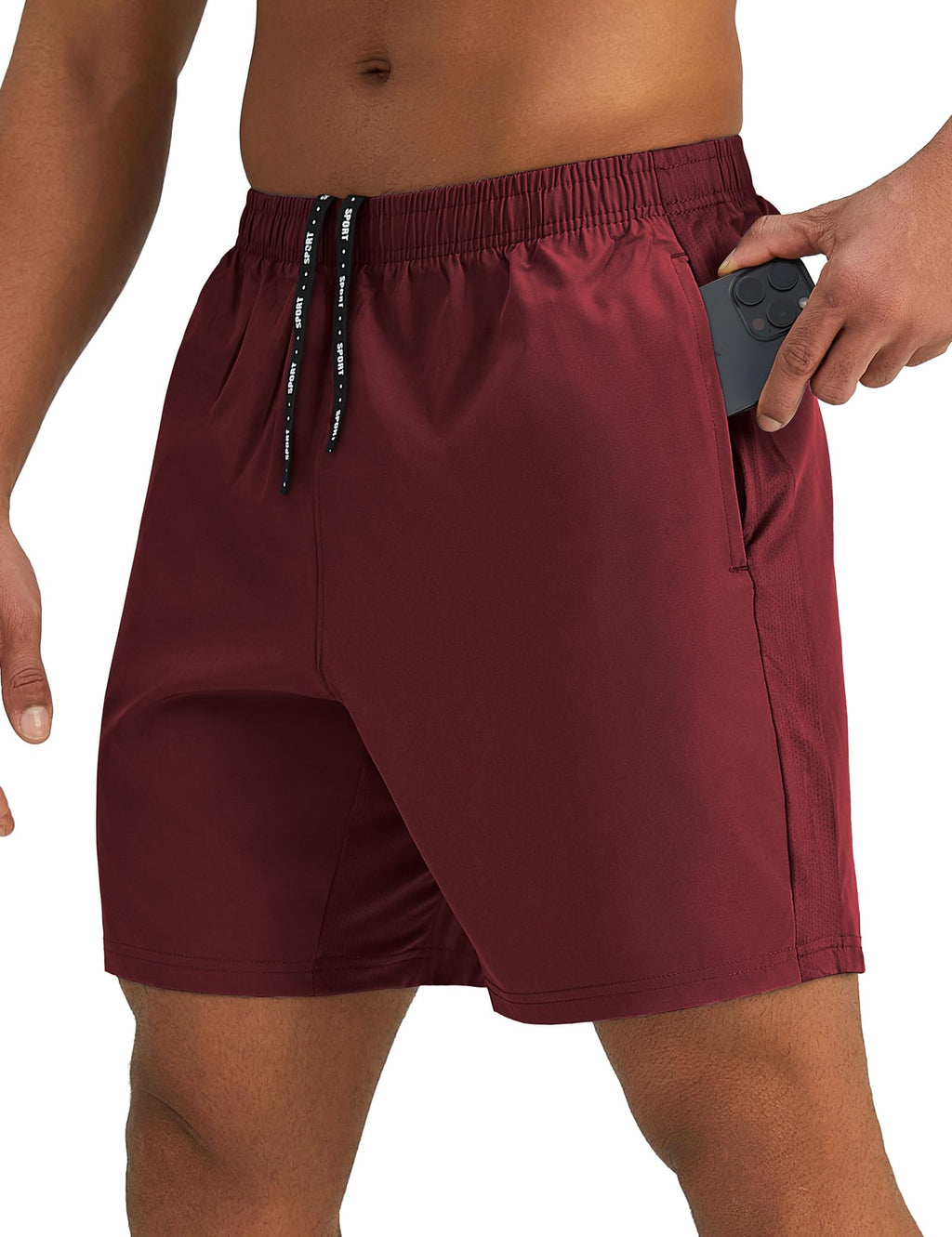 Pesfix Mens 7'' Lightweight Athletic Shorts Quick Dry Gym Workout Running Shorts with Zipper Pockets