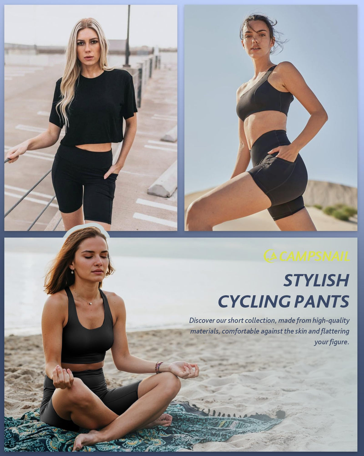 Women's High-Waist Biker Shorts with Pockets