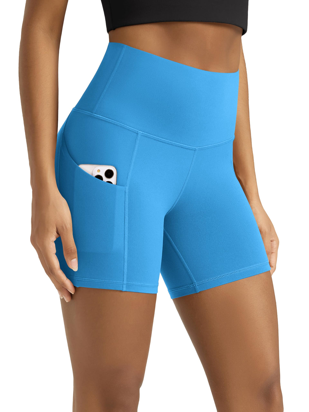 Women's High-Waist Tummy-Control Biker Shorts with Pockets