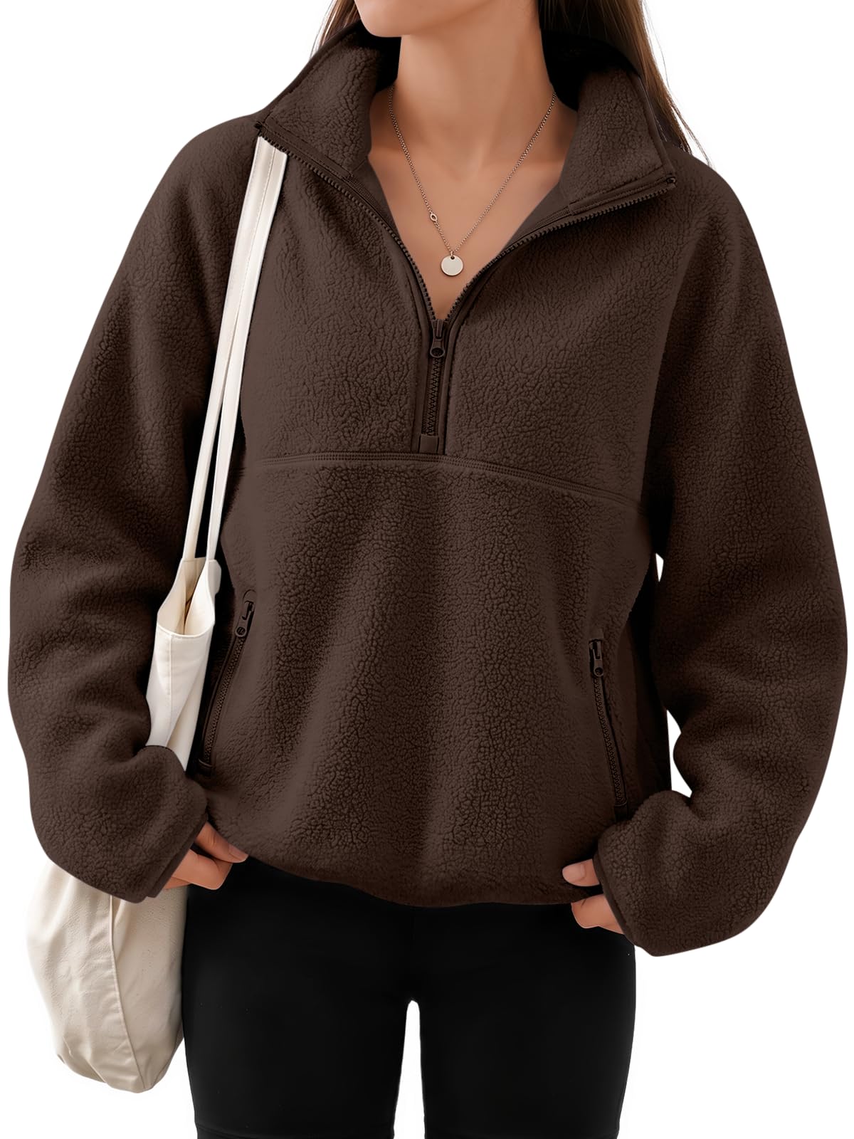 Women's Quarter-Zip Sherpa Fleece Pullover Jacket