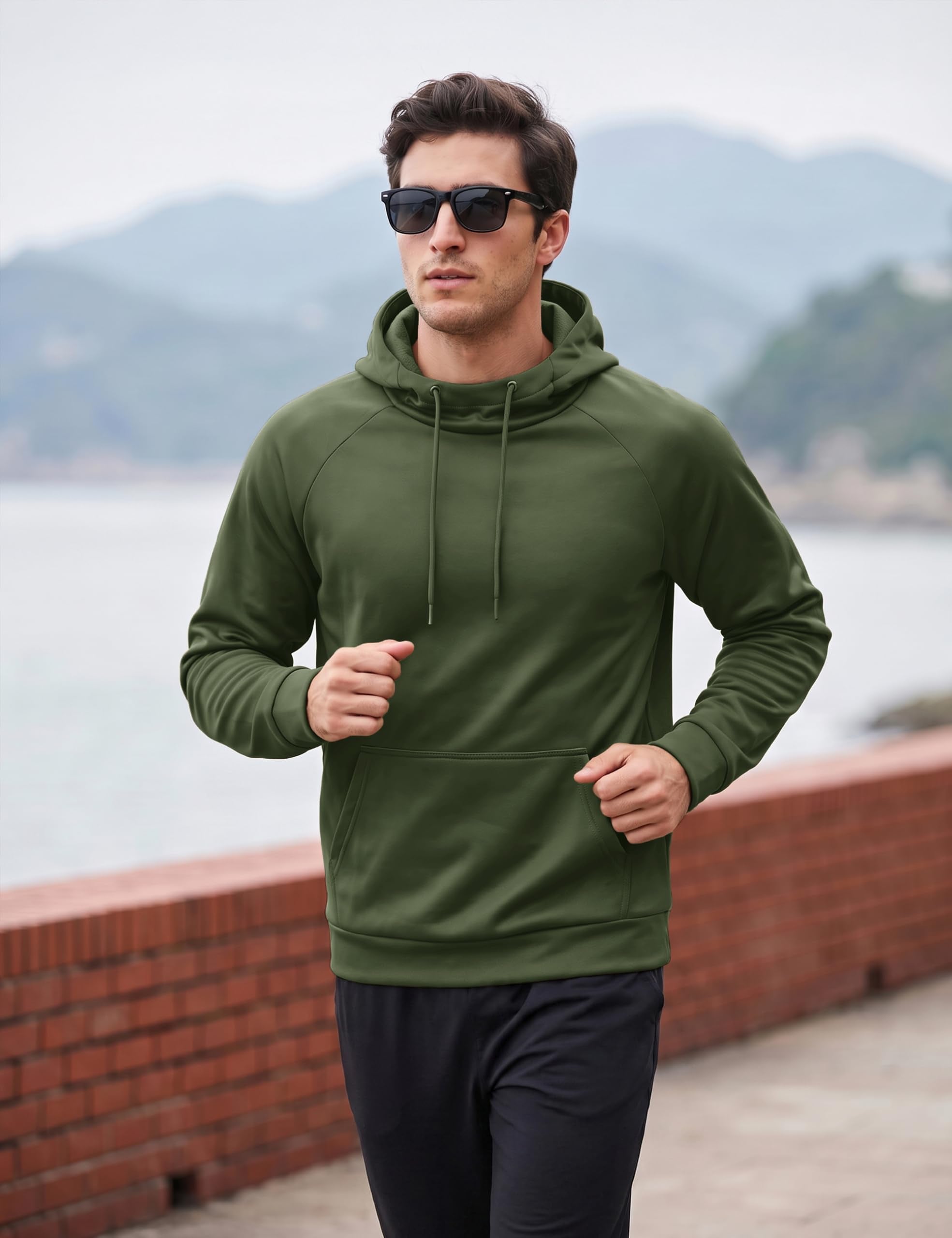 Men's Fleece-Lined Pullover Hoodie with Kangaroo Pocket