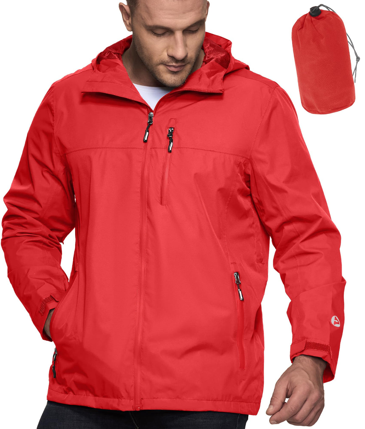 Men's Waterproof Lightweight Packable Rain Jacket