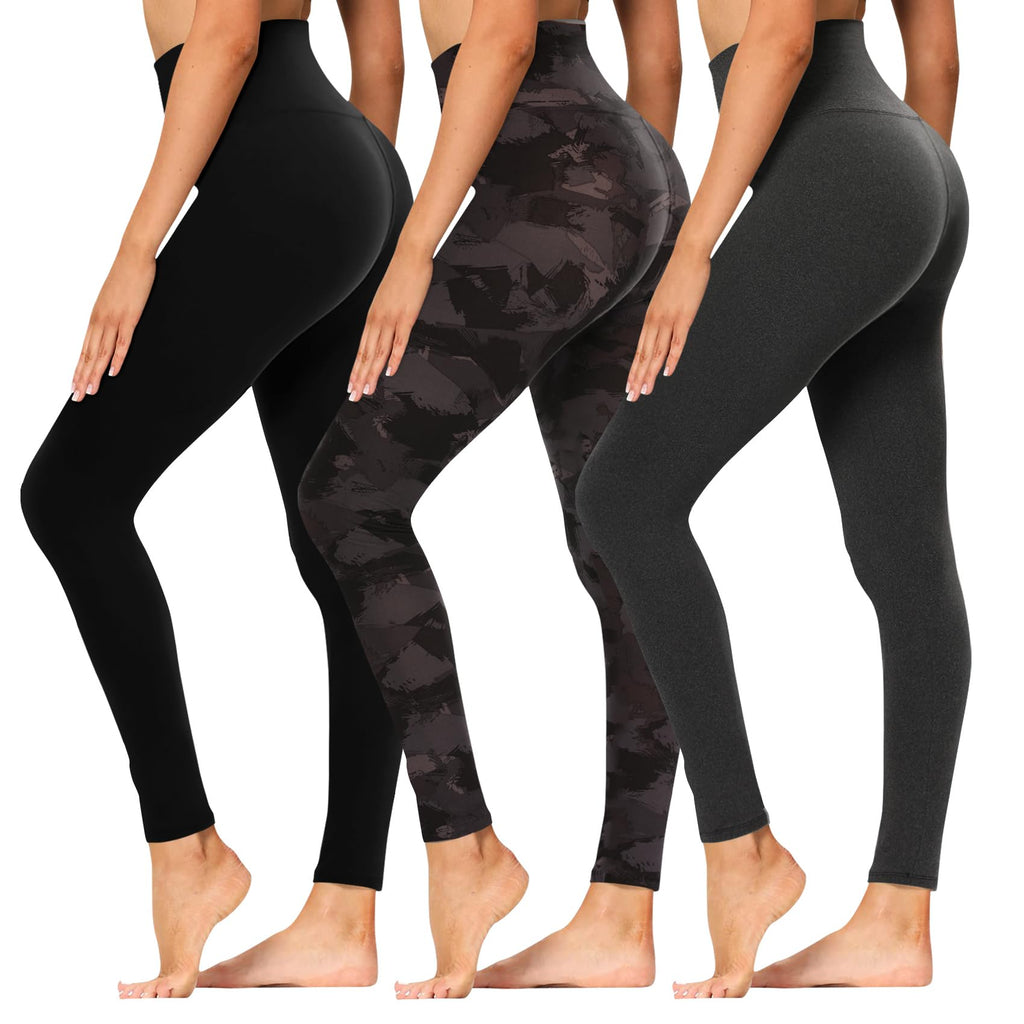 Women's 3-Pack High-Waist Tummy-Control Leggings with Pockets