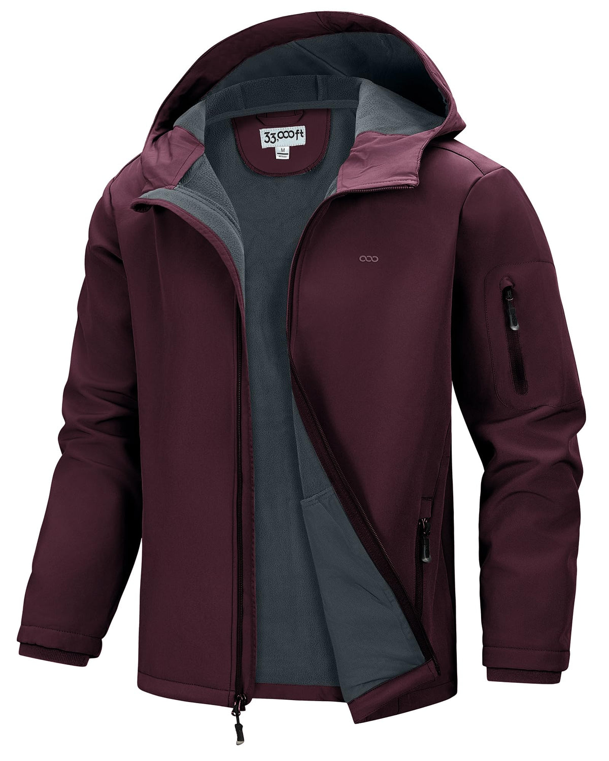 Men's Waterproof Hooded Fleece-Lined Rain Shell Jacket